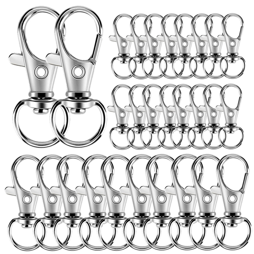 Jewelry Making Chain - 25-200 Stück Metall-Drehkarabinerhaken, Hummerverschluss-Schlüsselanhänger, Edelstahl-Drehkarabiner-Schlüsselring für