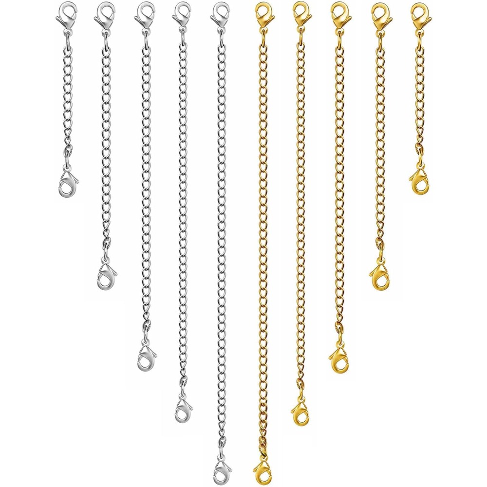 Jewelry Making Chain - 10 Stück Kettenverlängerungen für Halsketten, Armbänder,
