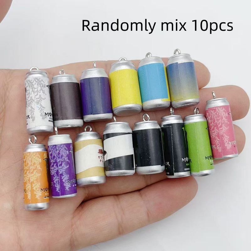 Jewelry Making Parts - 10 Stück Mini-Simulations-Getränkedosen-Harzanhänger, bunte Nachbildungen von