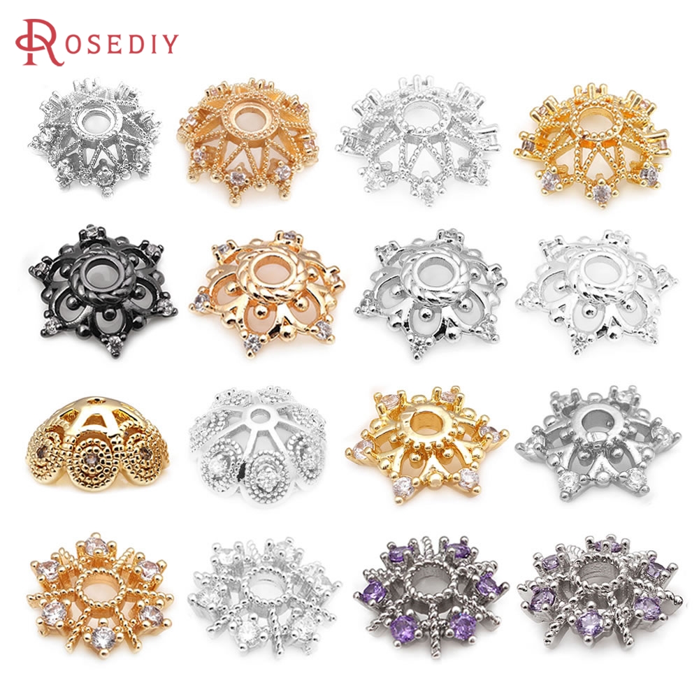 Bead Cap Flower - 18K Gold Farbe Messing und Zirkon