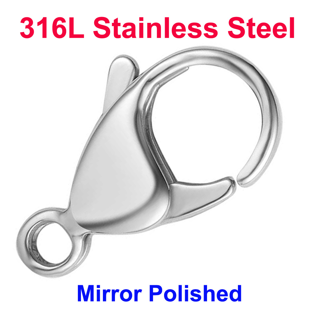 Jewelry Making Parts - 20/30/40 316L Edelstahl-Karabinerverschlüsse Großhandel Spiegelpoliert 9-19mm
