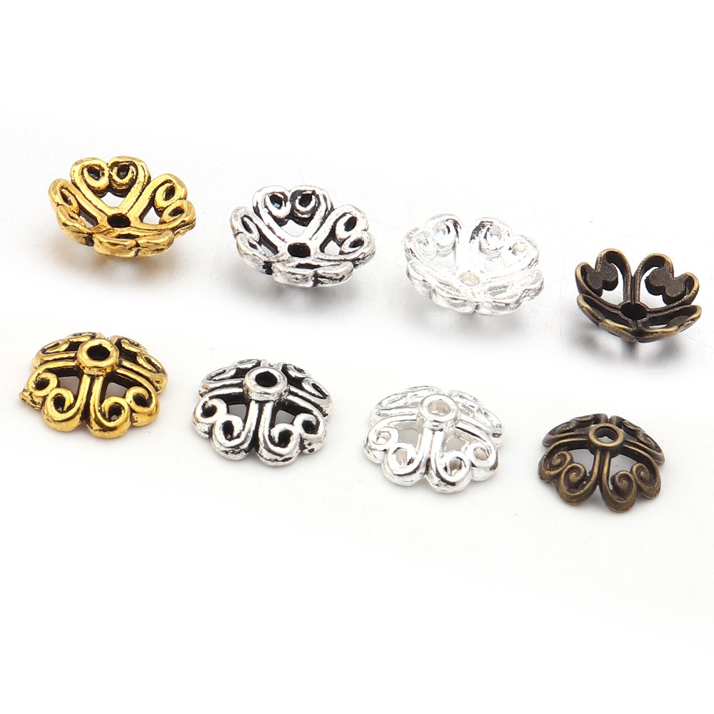 Bead Cap Flower - 100 Stück 8mm Legierung Hohl-Blumenperlenkappen Metall-Abstandshalterperlen