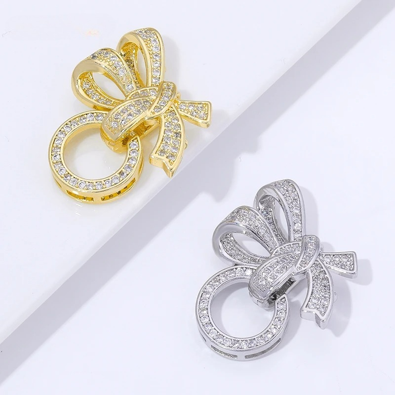 Jewelry Making Basics - 18K Vergoldete Perlenverschlüsse mit Zirkonia-Besatz, 3-Ring-Schmetterlings-Schmuckverschlüsse