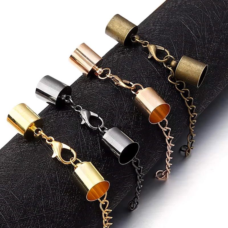 Jewelry Making Chain - 10Sets Lederband Endkappen mit Karabinerverschluss Verlängerungskette