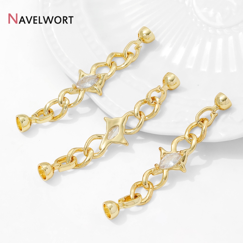Jewelry Making Chain - 14K Vergoldete Messing-Zirkon-Verbinder Verschlüsse, Kettenverbindungsschlösser, für