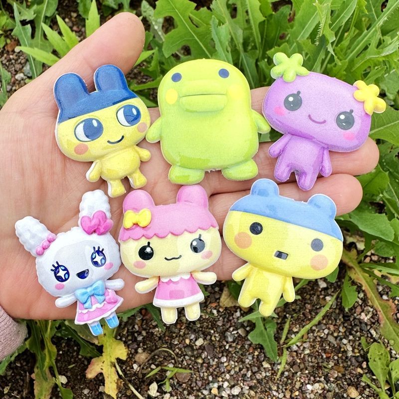 Jewelry Making Parts - 45mm Cartoon-Tamagotchi doppelseitig bedruckte Hohlperlen, Handytaschenkette