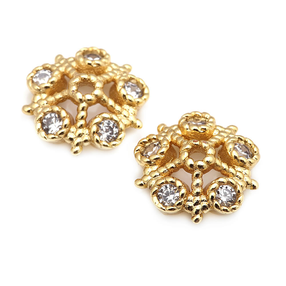 18K Gold Farbe Messing und Zir – Bead Cap Flower Bewertung und Preis