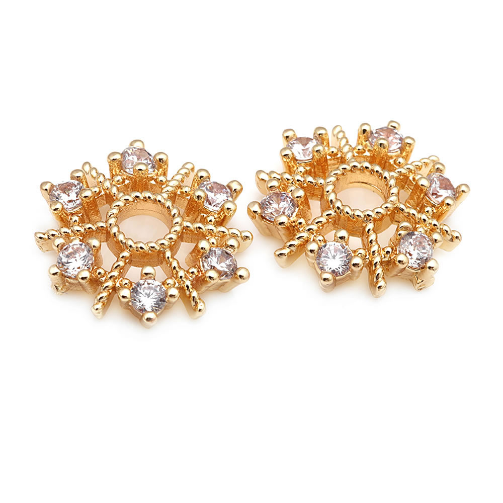 18K Gold Farbe Messing und Zir – Bead Cap Flower Bewertung und Preis