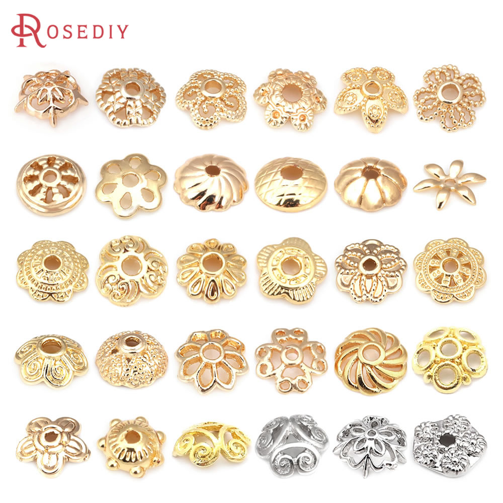18K Gold Farbe Messing Blume P – Bead Cap Flower Bewertung und Preis