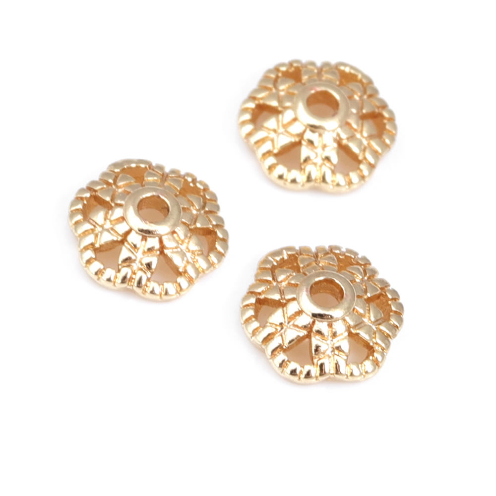 18K Gold Farbe Messing Blume P – Bead Cap Flower Bewertung und Preis