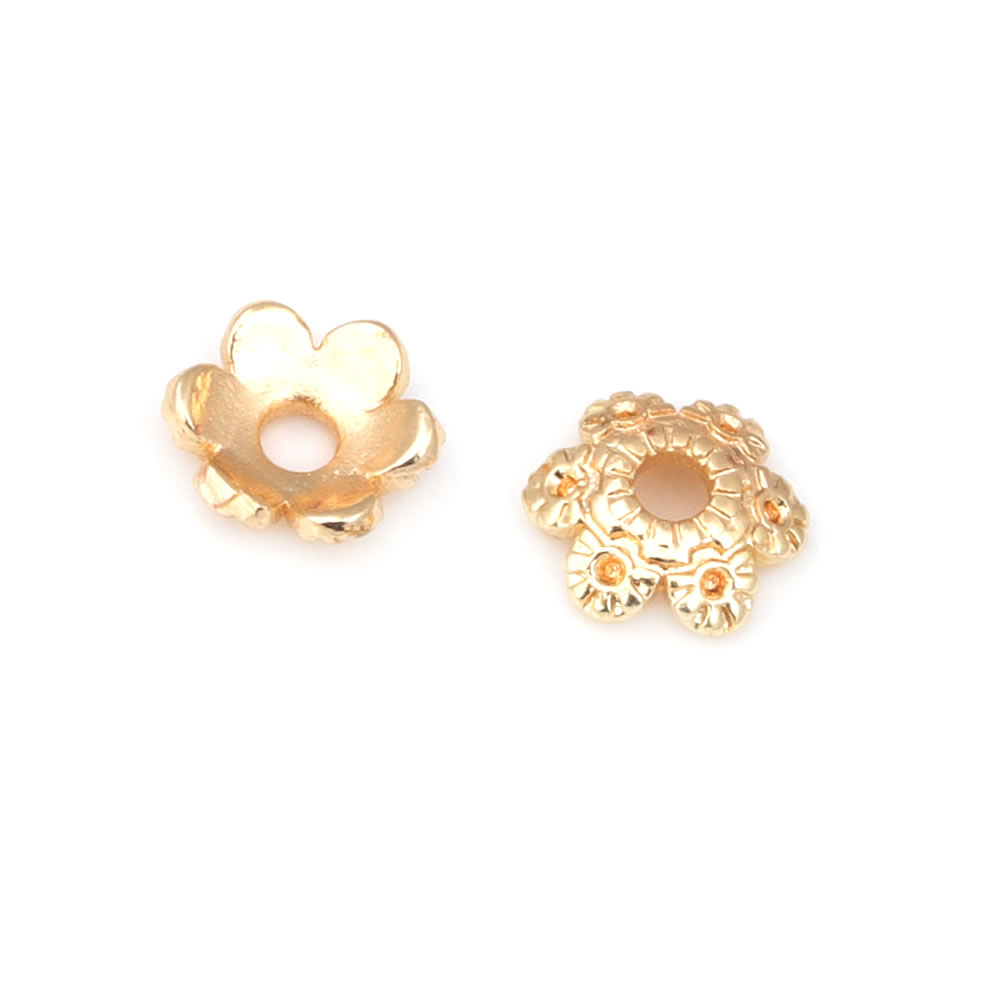 18K Gold Farbe Messing Blume P – Bead Cap Flower Bewertung und Preis