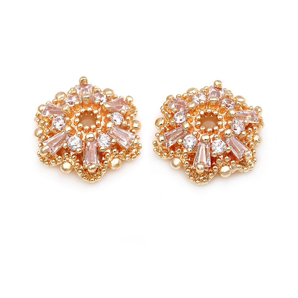 18K Goldfarben Messing Zirkon  – Bead Cap Flower Bewertung und Preis